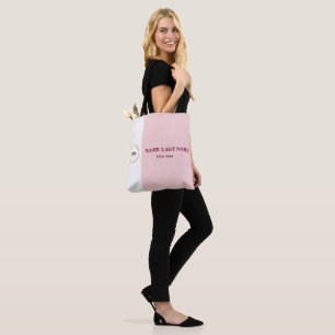 Bolsa Tote Adicionar logotipo Rosa Desbotado Simples Nome Tít