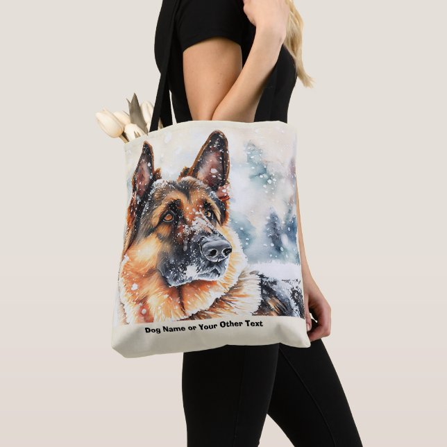 Bolsa Tote Adicionar Nome Alterar Texto, German shepherd na N (Close Up)