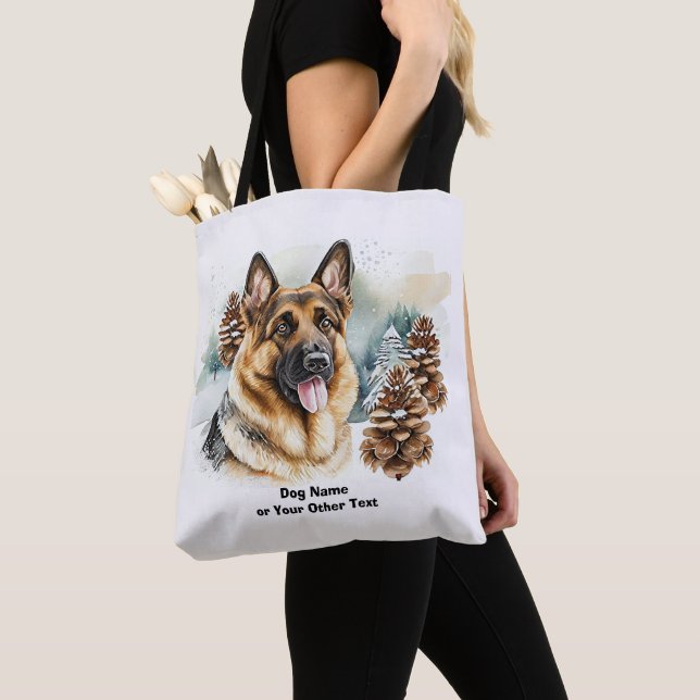 Bolsa Tote Adicionar Nome Alterar Texto, German shepherd na N (Close Up)