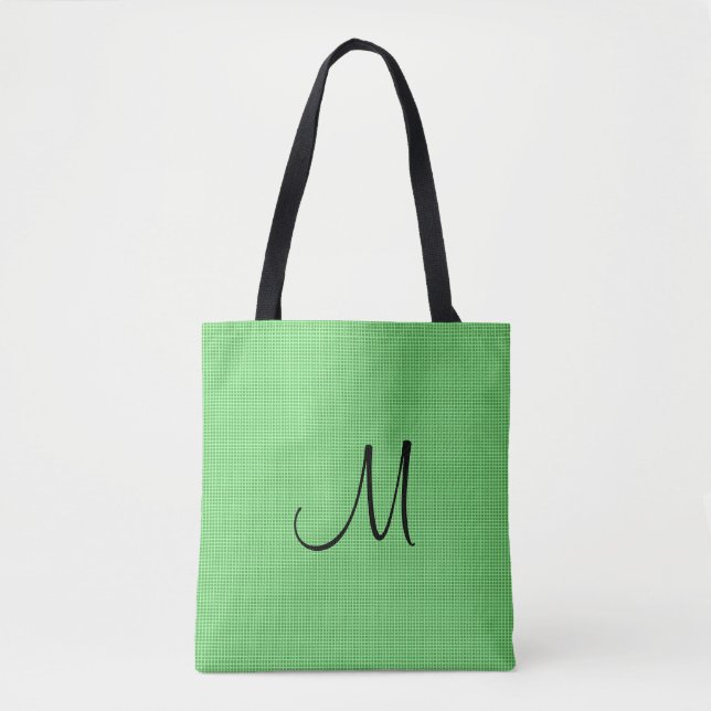 Bolsa Tote Adicionar Nome do Monograma Texto Verde Amarelo (Frente)
