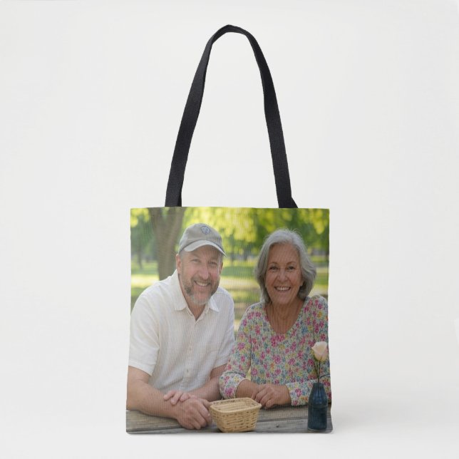 Bolsa Tote Adicionar Personalização de Foto Aposentada (Frente)