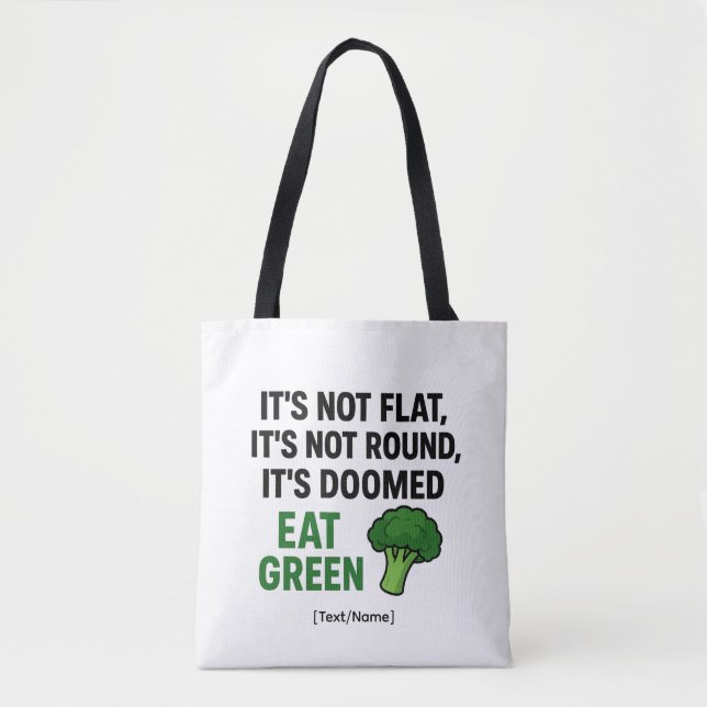 Bolsa Tote Adicionar Texto/Nome Sacola de Compras de Brócolis (Frente)