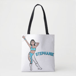 Bolsa Tote Adicionar um nome Aqua Swirl #2