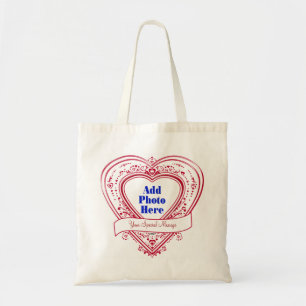 Bolsa Tote Adicionar Uma Mensagem Especial Foto Corações Verm
