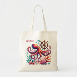 Bolsa Tote Adicione nome para polvos de praia, bonitos amante