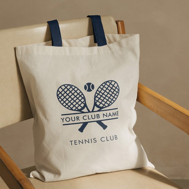Bolsa Tote Adicione o Marinho da Equipe do Nome do Clube Azul (Tennis Club Team Swag Navy Blue Handles Tote Bag)