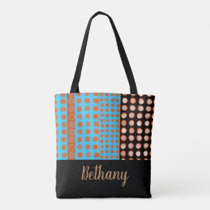 Bolsa Tote adicione o seu nome na moda de padrão de pontos ne