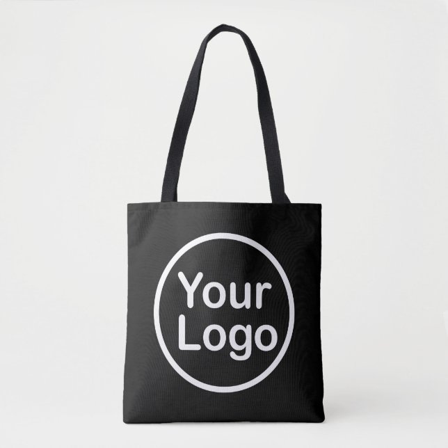 Bolsa Tote Adicione seu próprio logotipo | Fundo Negro (Frente)