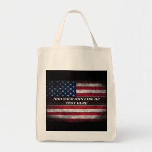 Bolsa Tote Adicione seu texto ao sinalizador americano