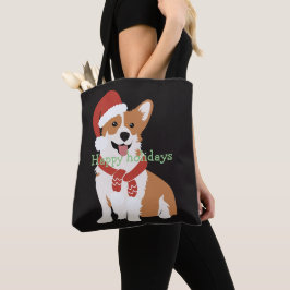 Bolsa Tote Adicione seu texto Cachorro de Natal engraçado pre