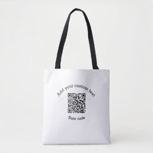Bolsa Tote Adicione seu texto personalizado código QR de negó