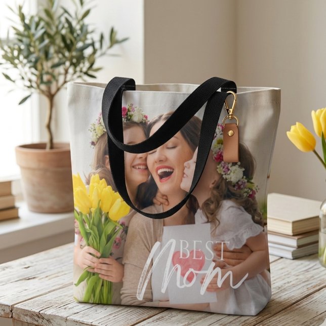 BOLSA TOTE ADICIONE SUA FOTO MELHOR MÃE  (Criador carregado)