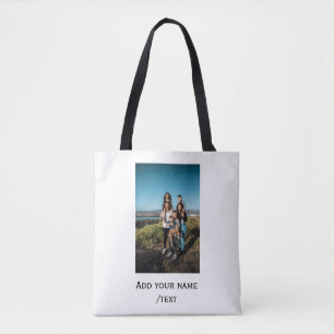 Bolsa Tote adicione sua foto texto família feriado crianças p