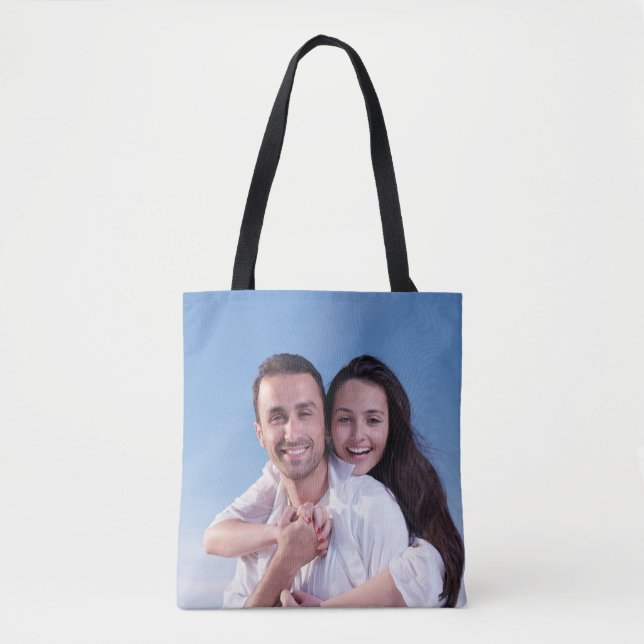 Bolsa Tote Adicione sua própria foto feita sob encomenda (Frente)
