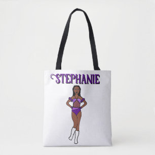Bolsa Tote Adicione um nome Dancer duas cores pedras de forma