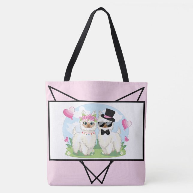 Bolsa Tote Adoráveis Llama Amor Bag Casal Llama (Frente)
