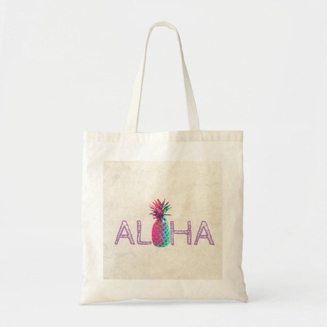Bolsa Tote Adorável Abacaxi Havaiano Aloha (Frente)