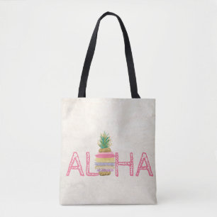 Bolsa Tote Adorável Aloha Havaiano Listrado de Abacaxi