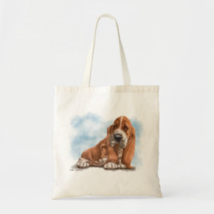Bolsa Tote Adorável cachorrinho Basset Hound Cartoon