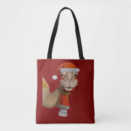 Bolsa Tote Adorável Camelo Fofo Vestindo Chapéu de Papai Noel