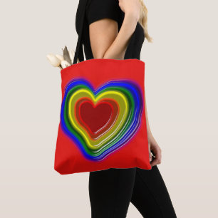 Bolsa Tote adorável coração arco-íris