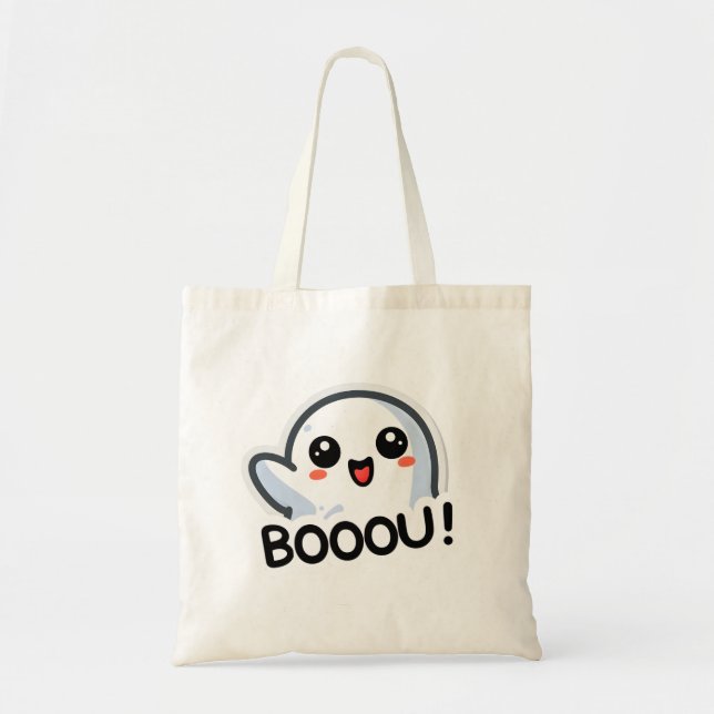 Bolsa Tote Adorável Fantasma Boo Dizendo Gráfico de Boou Hall (Frente)