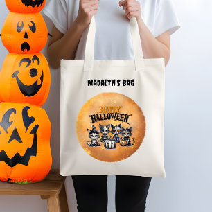 Bolsa Tote Adorável Gatinho Negro e Branco do Halloween