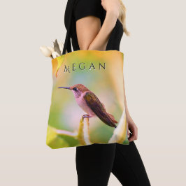 Bolsa Tote Adorável Hummingbird Personalizado Seu Nome