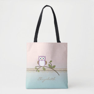 Bolsa Tote Adorável Menina Coruja Fofa,Personalizada