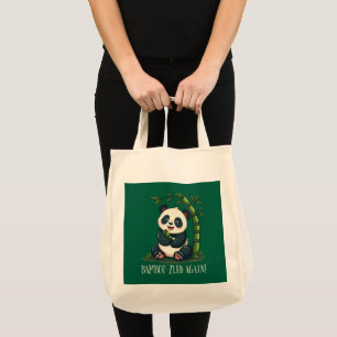Bolsa Tote Adorável Panda Hugging Bamboo - Cartoon Verde