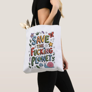 Bolsa Tote Adorável Salvemos o Planeta Eco-guerreiro Ambienta