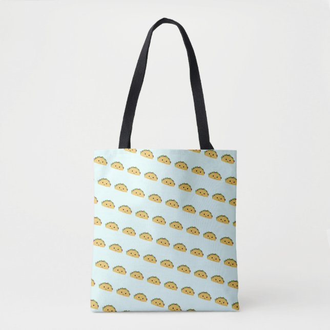 Bolsa Tote Adorável Sorriso Kawaii Taco Padrão (Frente)