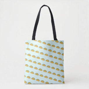 Bolsa Tote Adorável Sorriso Kawaii Taco Pattern