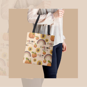 Bolsa Tote Adorável Vintage Autumn Floral Pumpkin Vibes