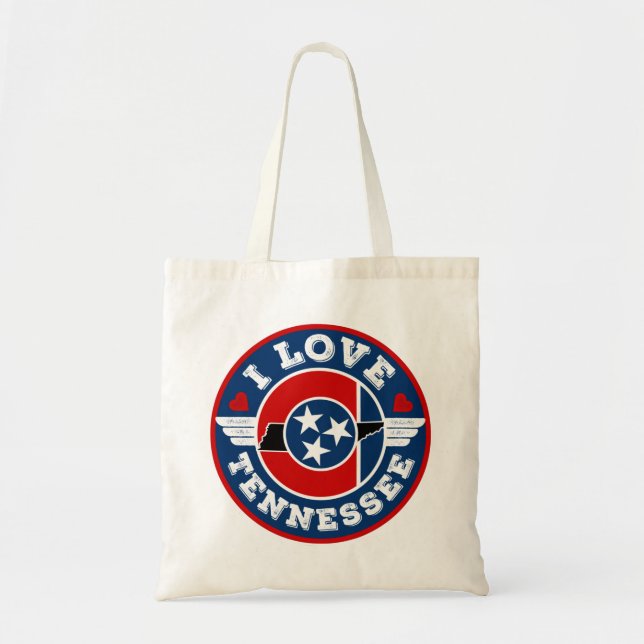 Bolsa Tote Adoro a bandeira e o mapa do Estado do Tennessee (Frente)