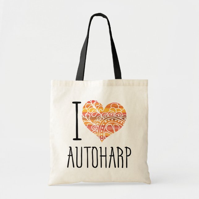 Bolsa Tote Adoro Autoharp Orange Mandala Heart (Frente)