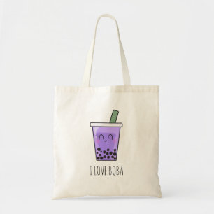 Bolsa Tote Adoro Boba Kawaii Bubble Tea Taro Ube Puro