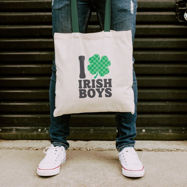 Bolsa Tote Adoro Dia de São Patrício De Shamrock Engraçado Pa (Criador carregado)