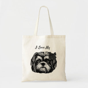 Bolsa Tote Adoro o meu cão Shih Tzu com a arte original do ar