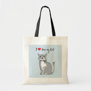 Bolsa Tote Adoro o meu gato, o meu gráfico bonito,