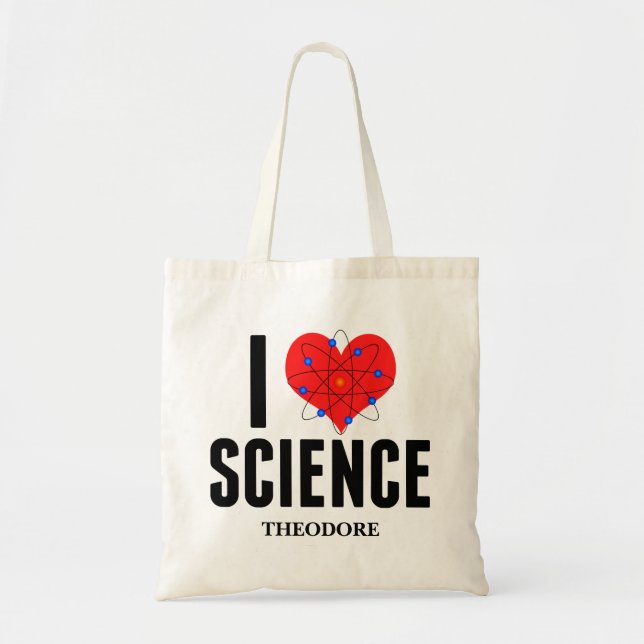 Bolsa Tote Adoro o modelo Atom de cientista personalizado da  (Frente)