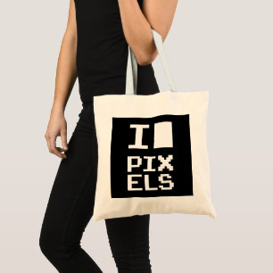 Bolsa Tote Adoro Pixels, design de geek, arte de pixel