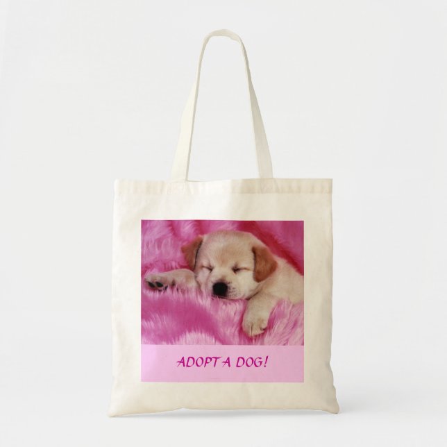 Bolsa Tote Adotar uma barra de cachorro (Frente)