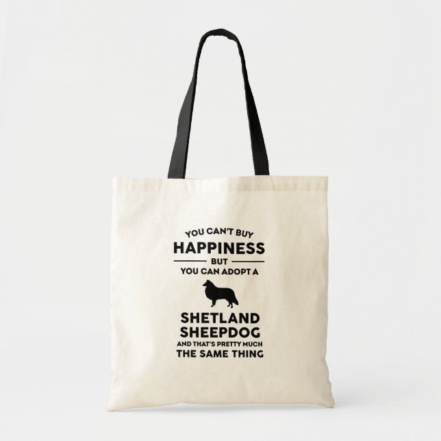 Bolsa Tote Adotar uma Felicidade de Sheepdog Shetland (Frente)