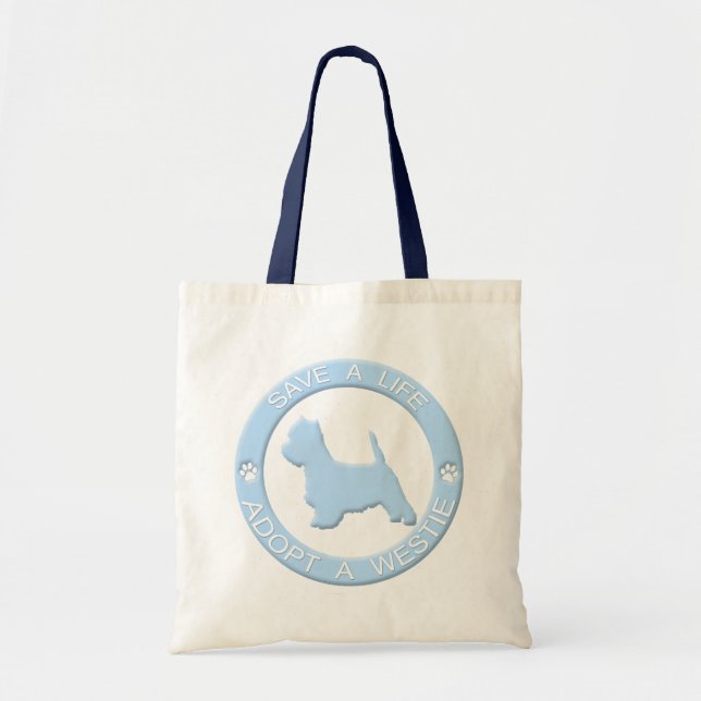 Bolsa Tote Adote um saco de Westie (Frente)