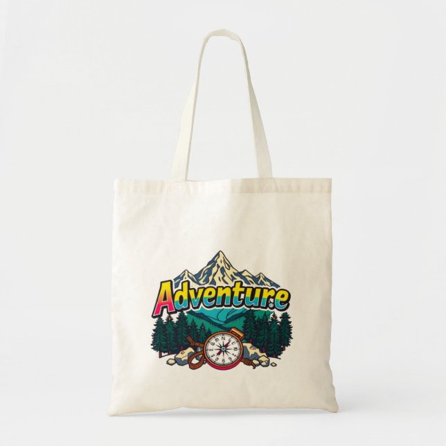 Bolsa Tote Adventure Mountain – Outdoor Hiking Nature Design  (Frente)
