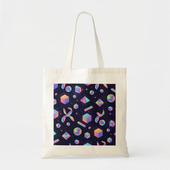 Bolsa Tote Aesthetic Holographic 3D Geometric Tote Bag (Frente)