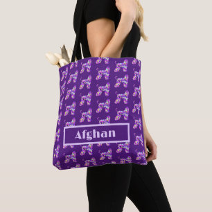 Bolsa Tote Afegão Cachorro Púrpura Silhueta Pessoal