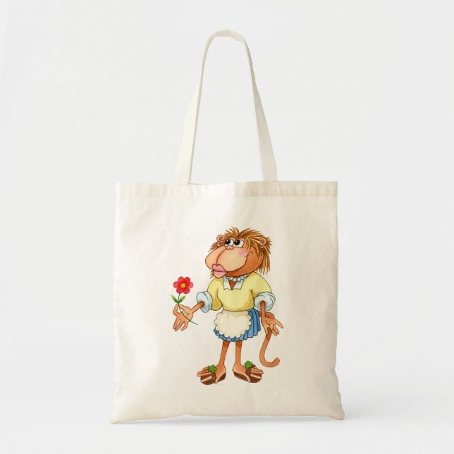 Bolsa Tote Äffchen mit Blumen (Frente)