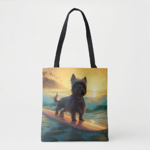 Bolsa Tote Affenpinscher Beach Surfing Painting